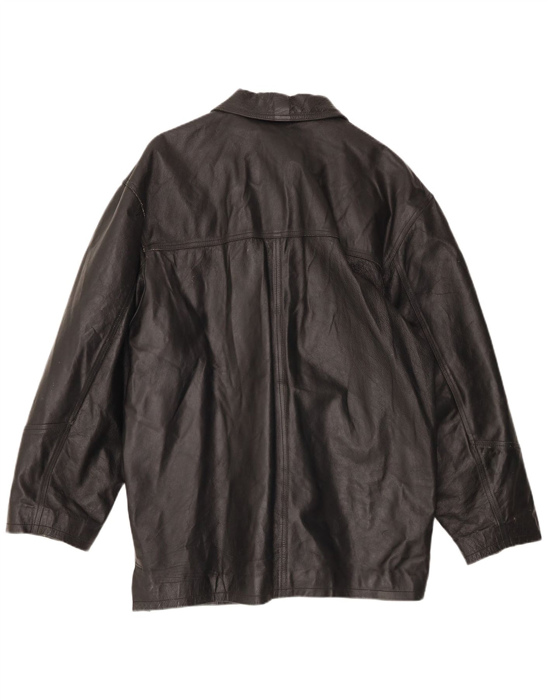 VINTAGE Mens Leather Jacket IT 54 2XL Black Leather