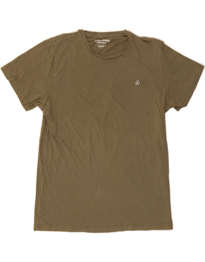 JACK & JONES Mens Regular Fit T-Shirt Top Medium Khaki Cotton Vintage Jack & Jones and Second-Hand Jack & Jones from Messina Hembry 