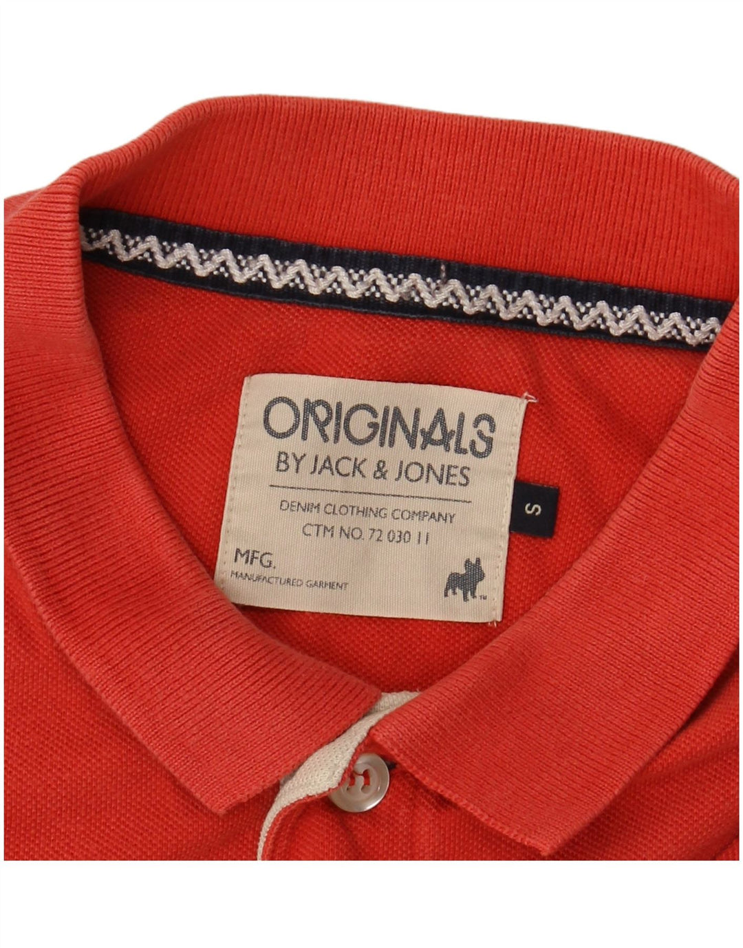 Jack & Jones Mens Graphic Polo Shirt Small Red Cotton
