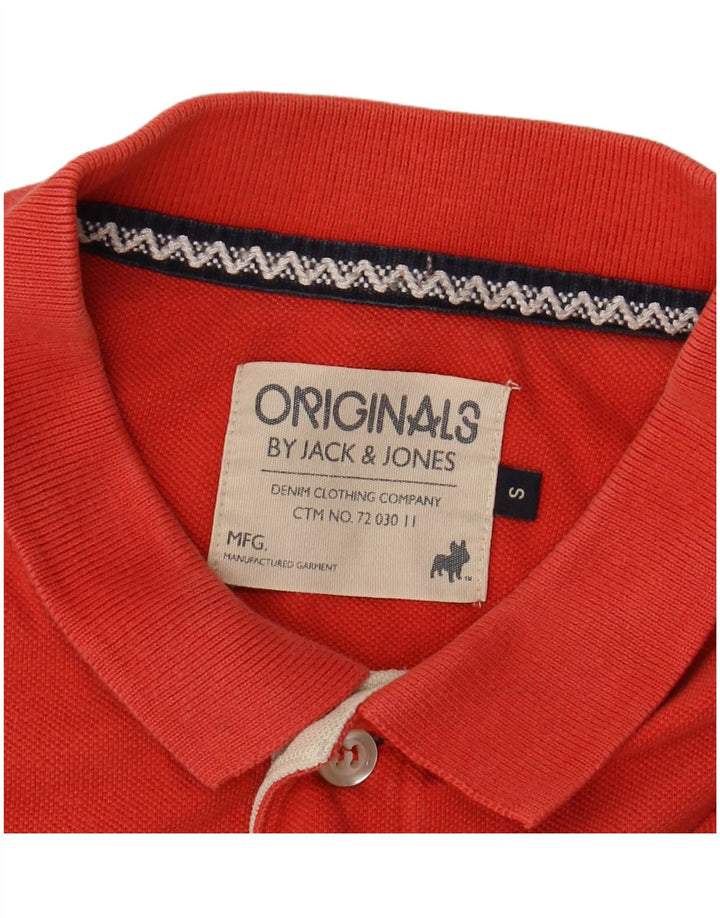 Jack & Jones Mens Graphic Polo Shirt Small Red Cotton