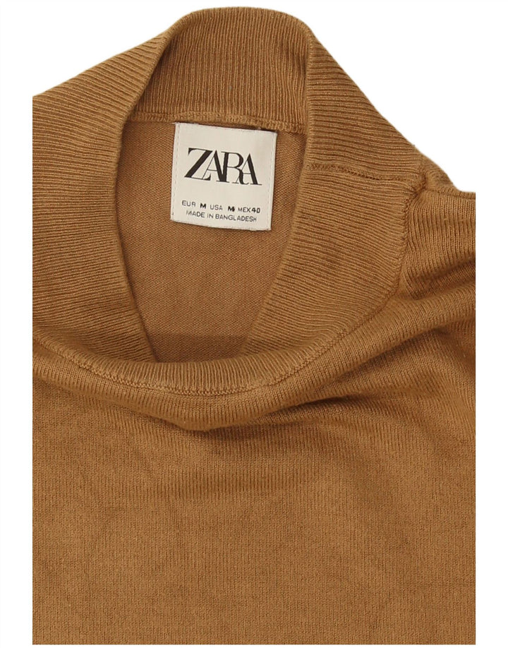 Zara Mens Turtle Neck Jumper Sweater Medium Beige