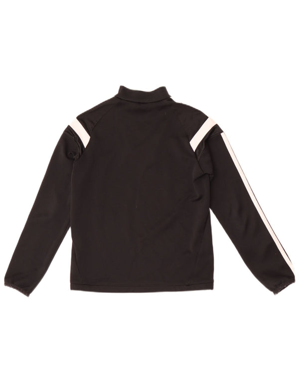 Adidas Boys Zip Neck Graphic Top Long Sleeve 9-10 Years Medium Black Sports