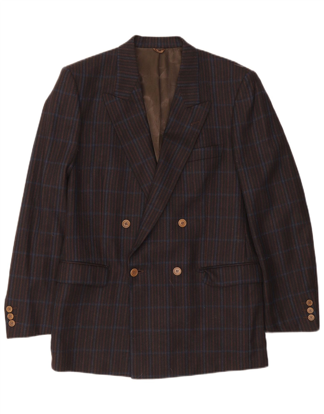 Elle Mens Double Breasted Blazer Jacket IT 50 Large Navy Blue Check