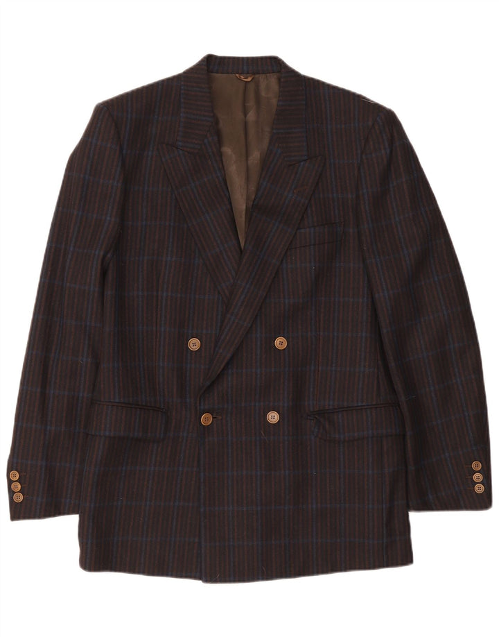 Elle Mens Double Breasted Blazer Jacket IT 50 Large Navy Blue Check