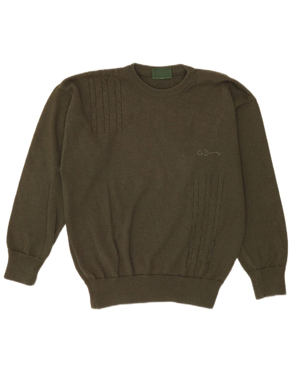 Charles Dubourg Mens Crew Neck Jumper Sweater Medium Green Wool