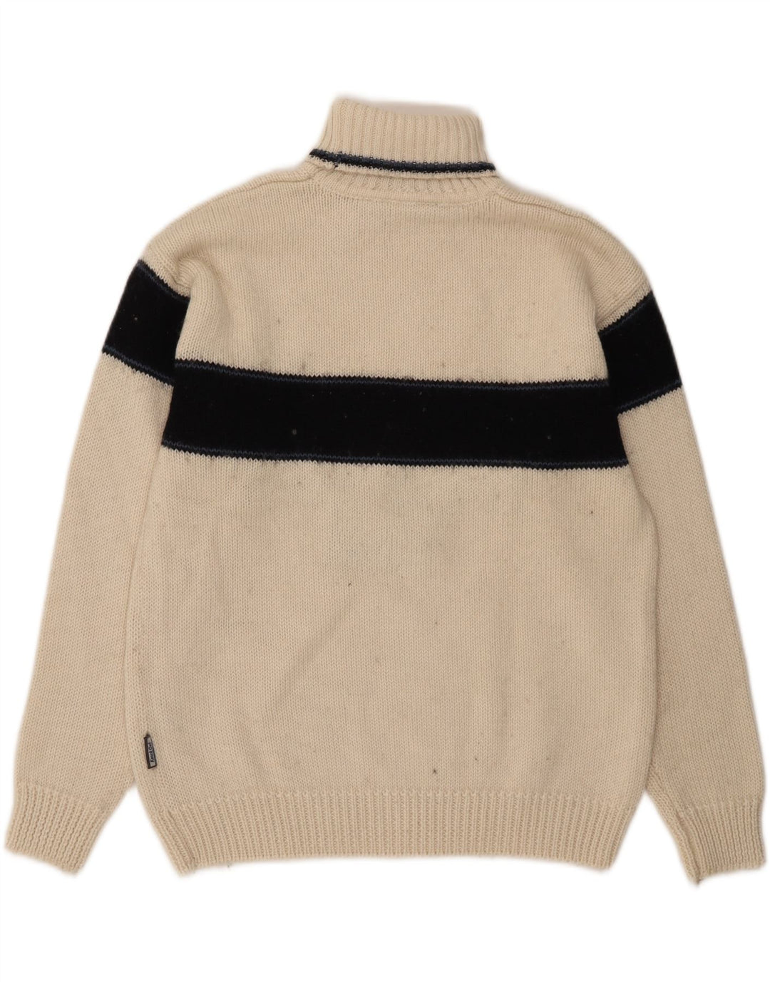 Knock Out Mens Roll Neck Jumper Sweater Medium White Colourblock Wool