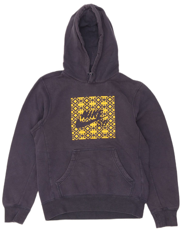 Nike Mens Graphic Hoodie Jumper XS Navy Blue Cotton