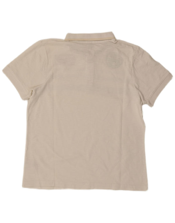 Napapijri Mens Graphic Polo Shirt Large Off White Striped Cotton