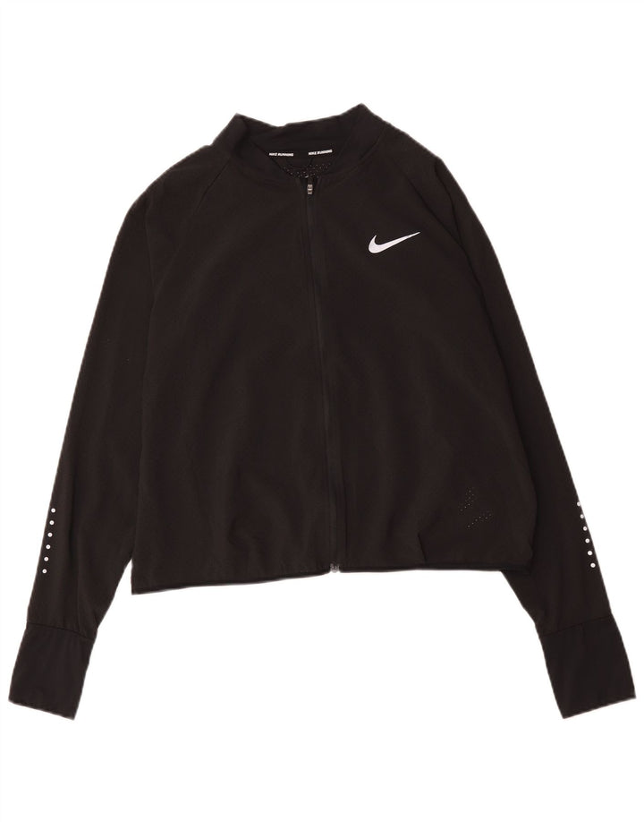 Nike Womens Running Crop Tracksuit Top Jacket UK 16 Large Black Polyester