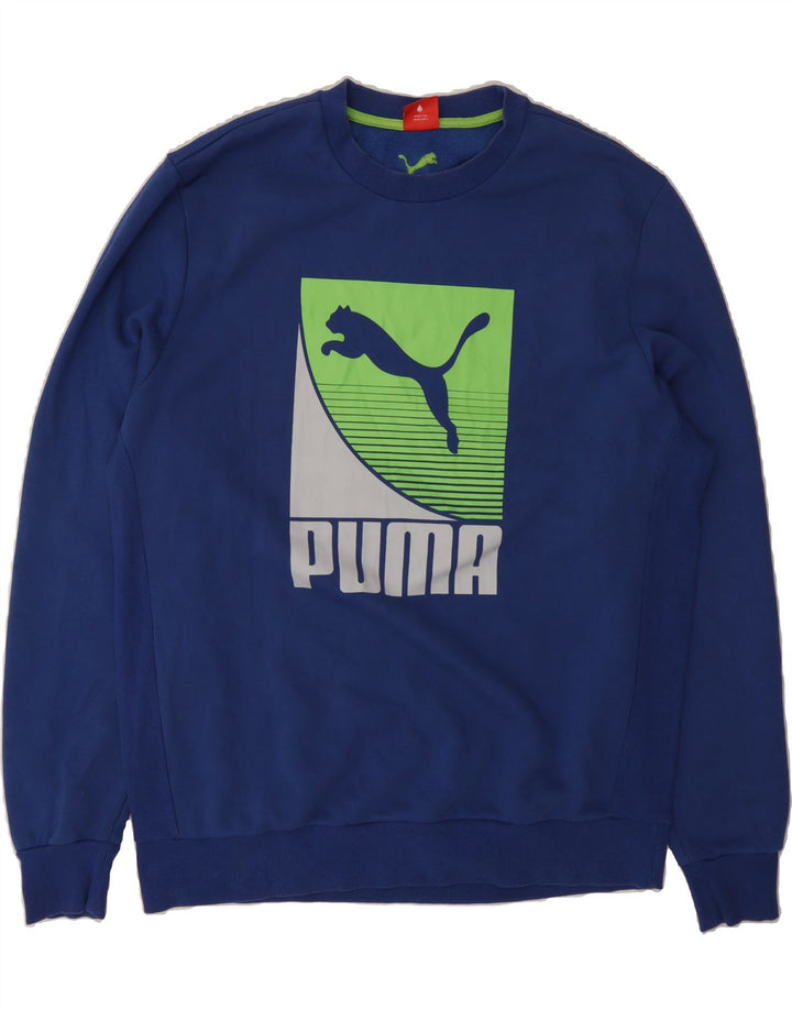 PUMA Mens Graphic Sweatshirt Jumper 2XL Blue Cotton Vintage Puma and Second-Hand Puma from Messina Hembry 