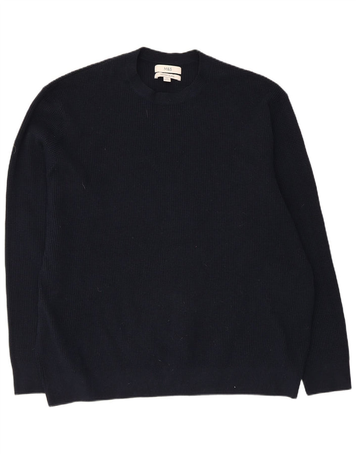 Marks & Spencer Męski sweter z okrągłym dekoltem, 3XL, granatowy, poliester