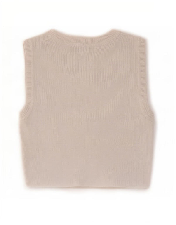 Zara Womens Crop Vest Top UK 12 Medium White Viscose