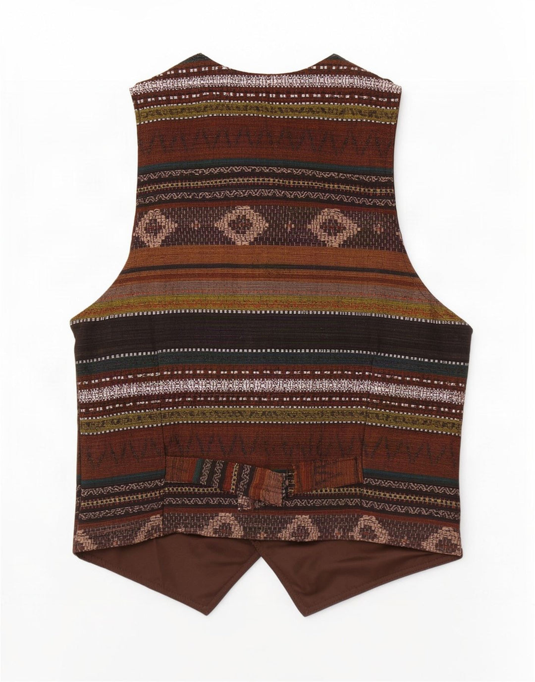Colete de couro masculino vintage médio marrom geométrico