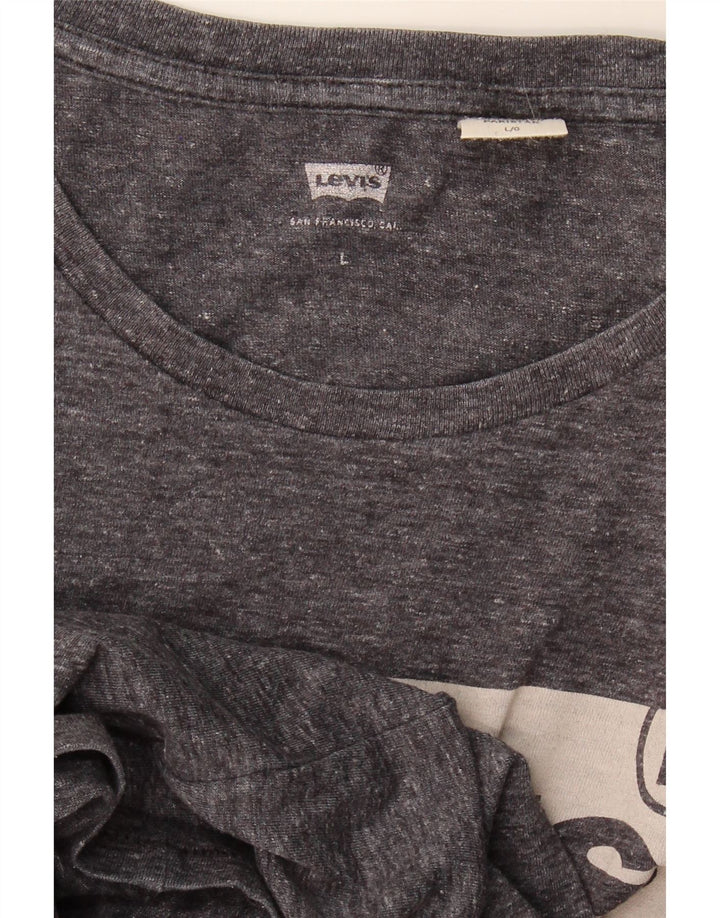LEVI'S Mens Graphic T-Shirt Top Large Grey Flecked