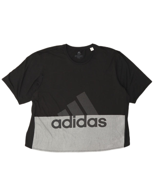 Adidas Damen Climalite Graphic T-Shirt Top UK 24/26 2XL Schwarz Colourblock