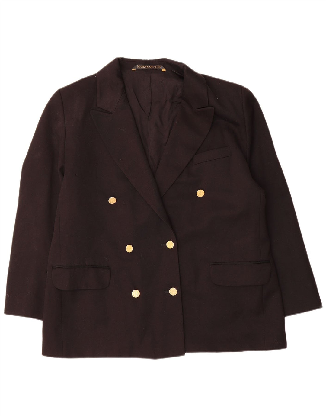 Giacca blazer doppiopetto da donna Marks & Spencer UK 16 grande nera