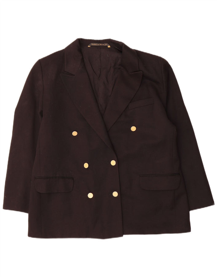 Giacca blazer doppiopetto da donna Marks & Spencer UK 16 grande nera