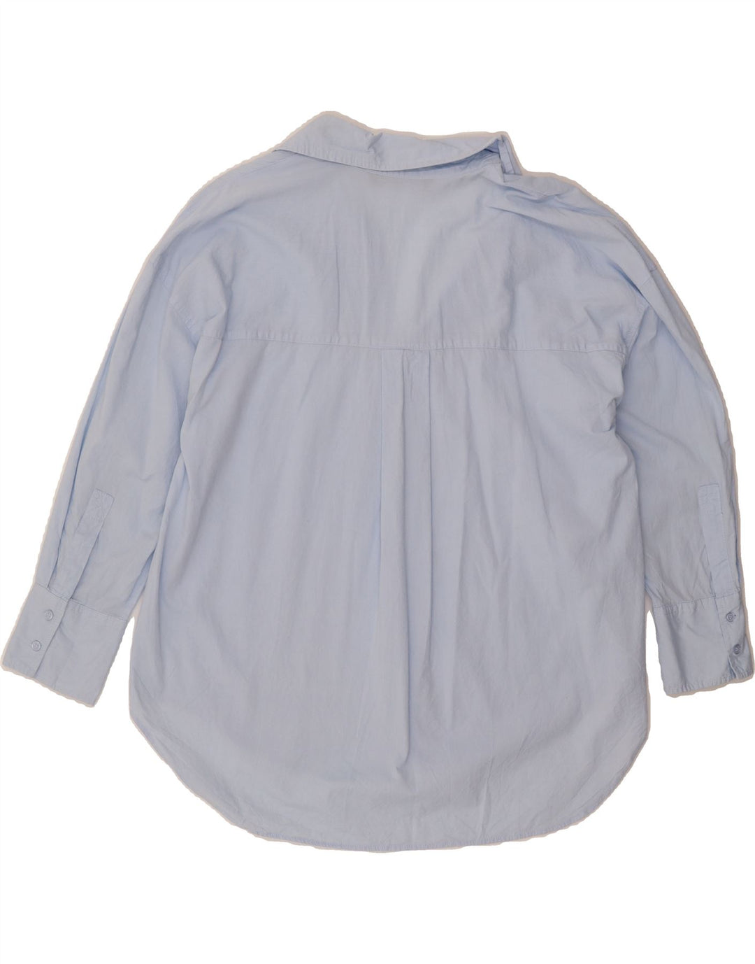 ZARA Womens 3/4 Sleeve Shirt UK 14 Medium Blue Cotton Vintage Zara and Second-Hand Zara from Messina Hembry 