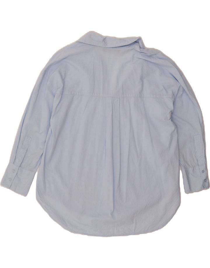 ZARA Womens 3/4 Sleeve Shirt UK 14 Medium Blue Cotton Vintage Zara and Second-Hand Zara from Messina Hembry 