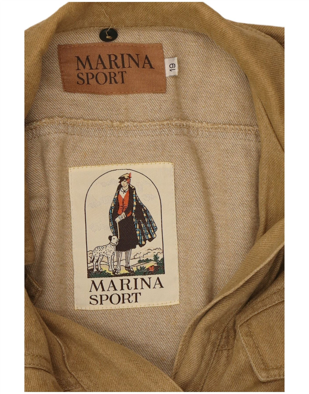Marina Sport Womens Oversized Denim Jacket Size 19 Small Khaki Cotton