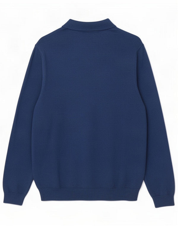 Hugo Boss Boys Polo Neck Jumper Sweater 13-14 Years XL Blue Merino Wool