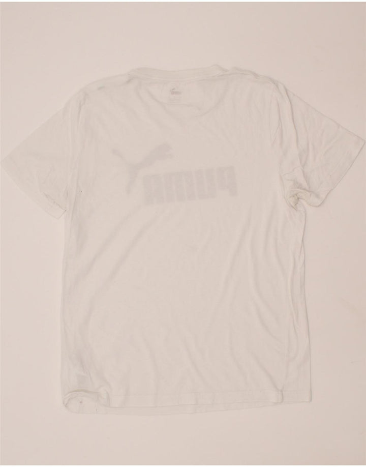 PUMA Mens Graphic T-Shirt Top Medium White Cotton Vintage Puma and Second-Hand Puma from Messina Hembry 