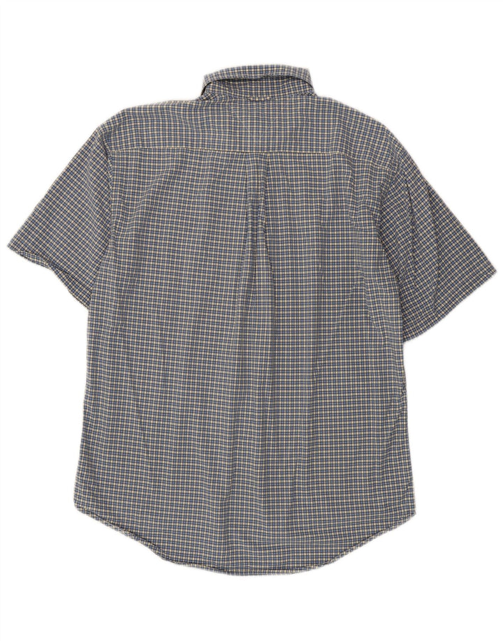 Camicia a maniche corte da uomo Tommy Hilfiger in cotone a quadri blu medio