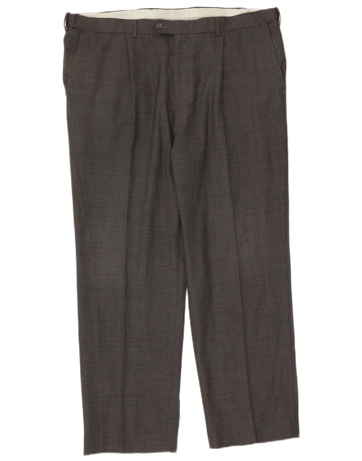 Marks & Spencer Mens Straight Casual Trousers W40 L31 Grey Wool