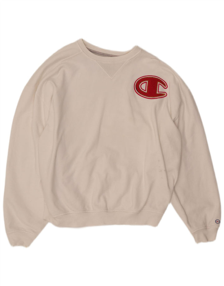 CHAMPION Womens Graphic Oversized Sweatshirt Jumper UK 16 Large White