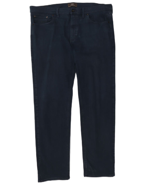Marks & Spencer Mens Straight Casual Trousers W40 L33 Navy Blue Cotton