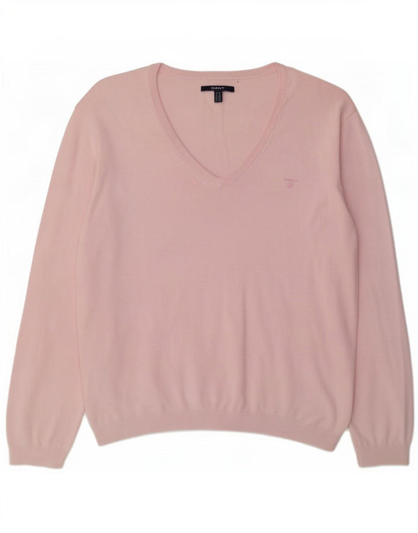 Gant Mens V-Neck Jumper Sweater 3XL Pink Cotton