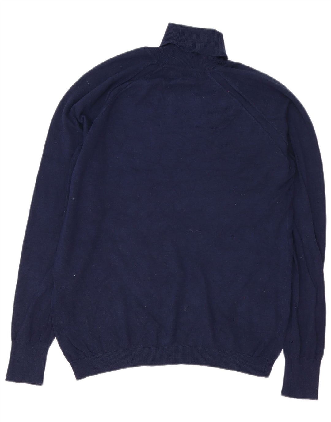 Zara Mens Roll Neck Jumper Sweater Large Navy Blue Viscose