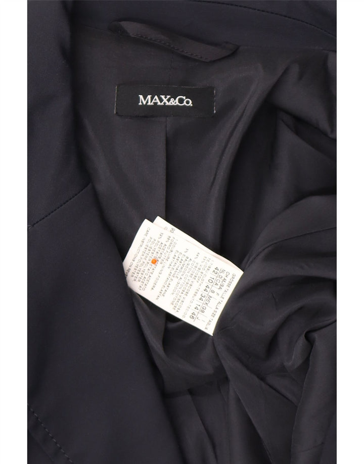 MAX & CO. Womens 2 Button Blazer Jacket UK 14 Large Navy Blue Viscose Vintage Max & Co. and Second-Hand Max & Co. from Messina Hembry 