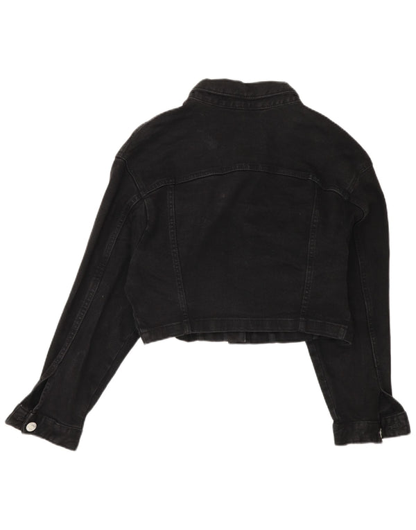 Zara Mujer Crop Chaqueta Vaquera Extragrande UK 44 Mediano Negro
