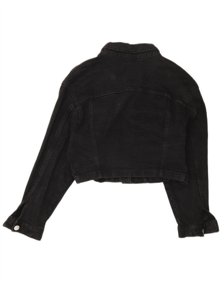 Zara Mujer Crop Chaqueta Vaquera Extragrande UK 44 Mediano Negro