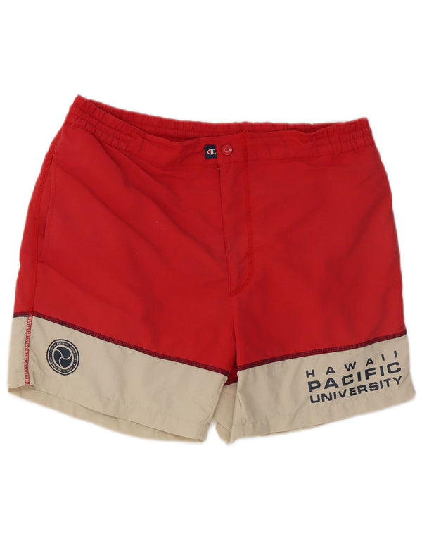 Champion Mens Graphic Swimming Shorts Large Red Colourblock Hawaiian