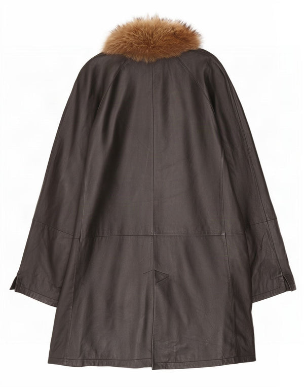 manteau en cuir surdimensionné femme vintage UK 18 XL Noir