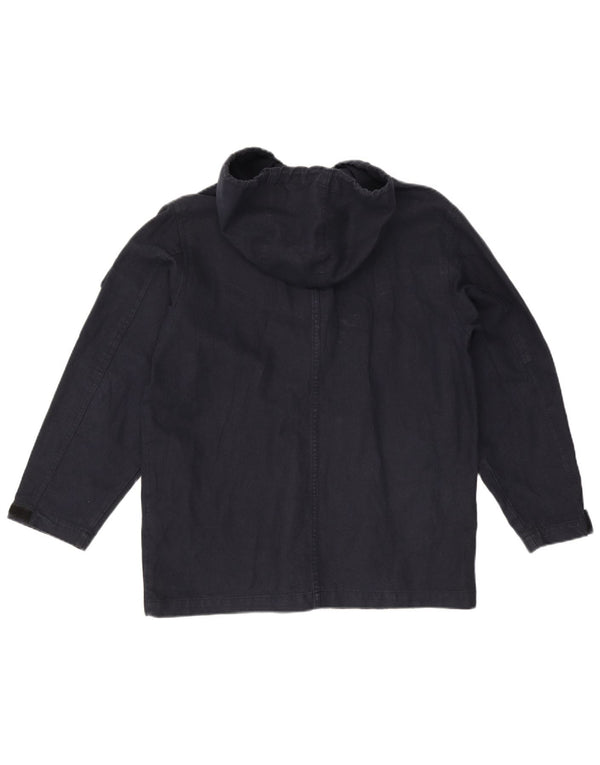 Vintage Herre Hooded Utility Jacket UK 38 Medium Navy Blue
