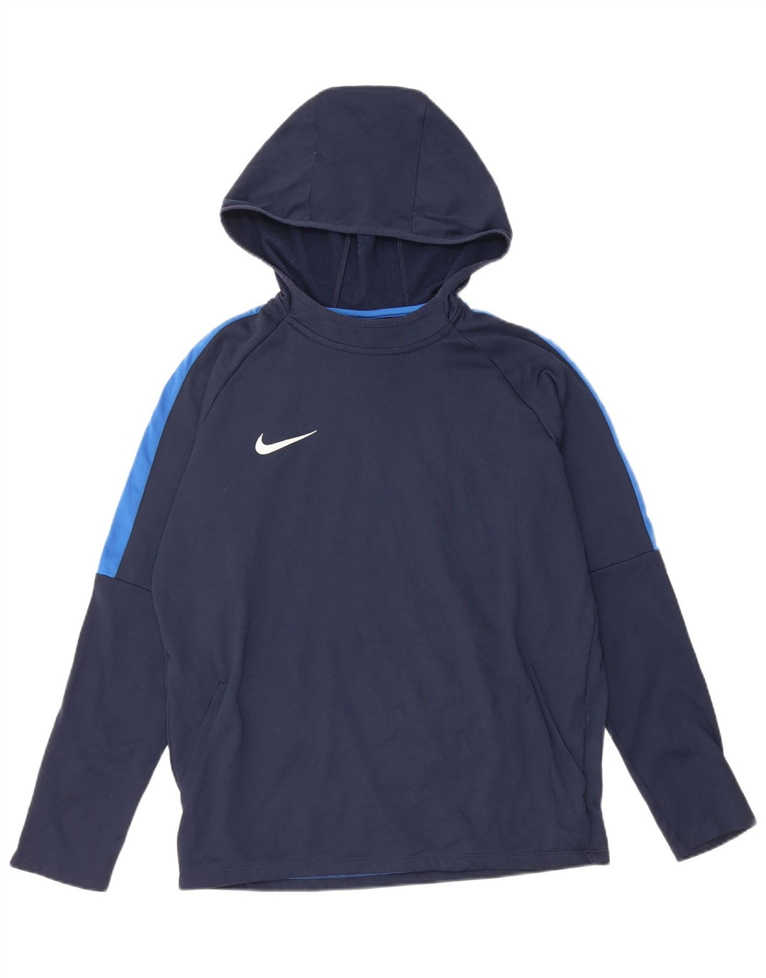 Nike Mens Hoodie Jumper Medium Navy Blue Colourblock Polyester