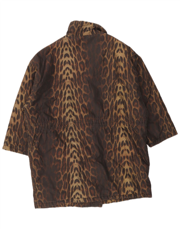 Preca Womens Oversized Double Breasted Coat IT 42 Medium Brown Animal Print