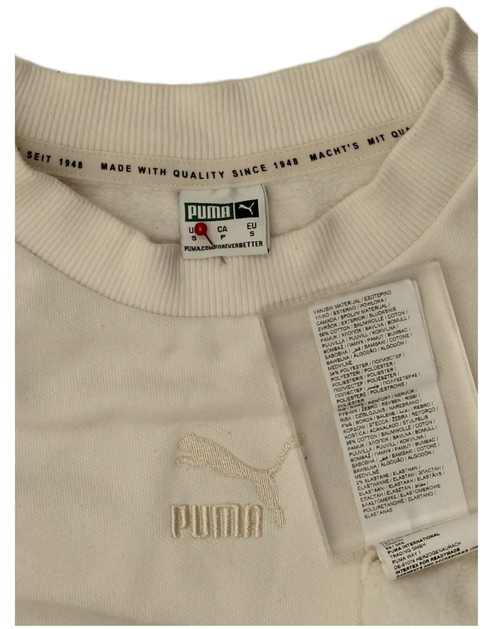 Puma Womens Oversized Sweatshirt Jumper UK 10 Small White Cotton
