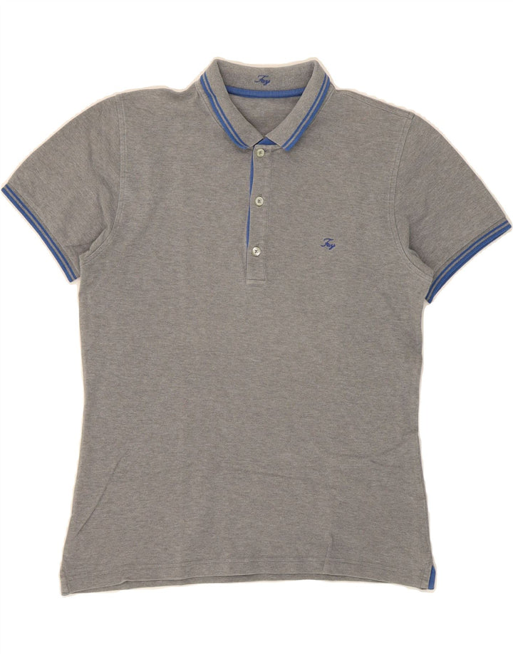 FAY Womens Polo Shirt UK 14 Medium Grey Cotton Vintage Fay and Second-Hand Fay from Messina Hembry 