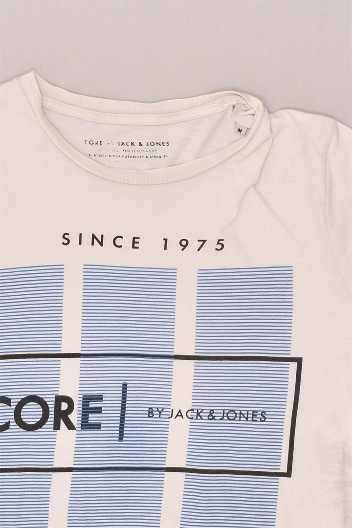 JACK & JONES Mens Graphic T-Shirt Top Medium White Cotton | Vintage Jack & Jones | Thrift | Second-Hand Jack & Jones | Used Clothing | Messina Hembry 