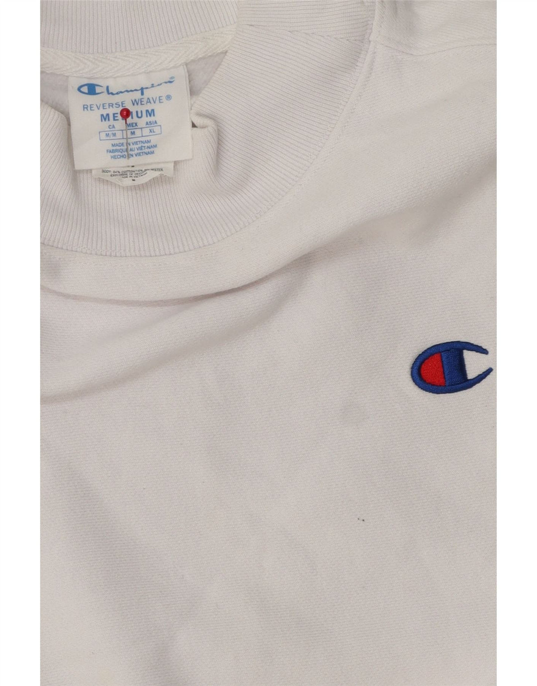 Champion Womens Crop Sweatshirt Jumper UK 14 Medium White Cotton