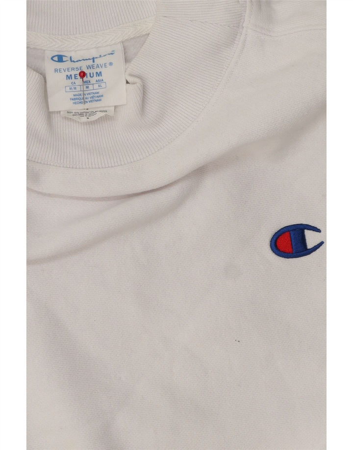Champion Womens Crop Sweatshirt Jumper UK 14 Medium White Cotton