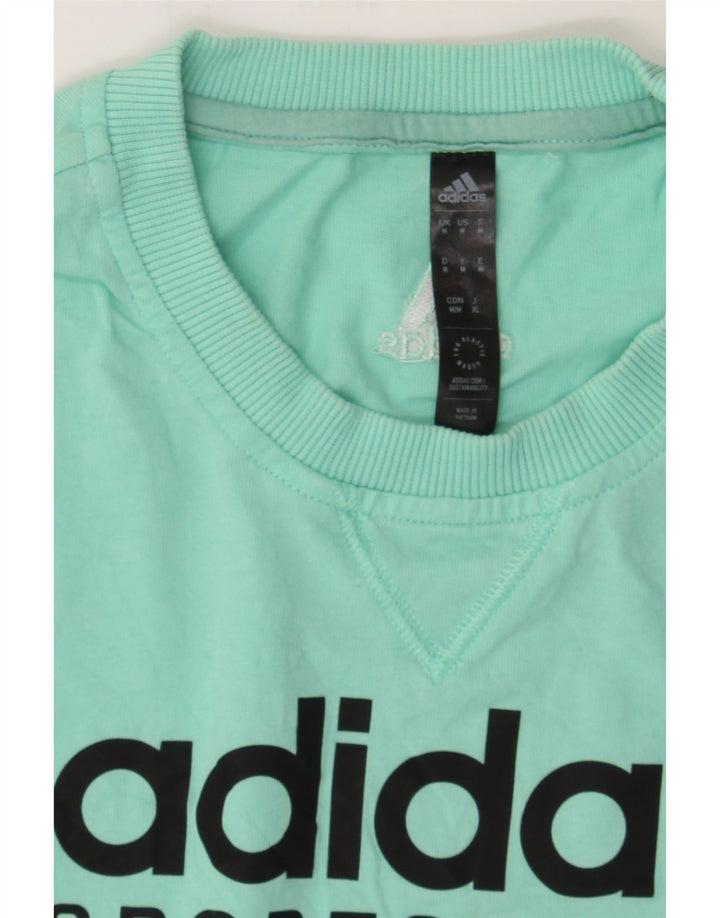 ADIDAS Mens Graphic T-Shirt Top Medium Turquoise Cotton Vintage Adidas and Second-Hand Adidas from Messina Hembry 