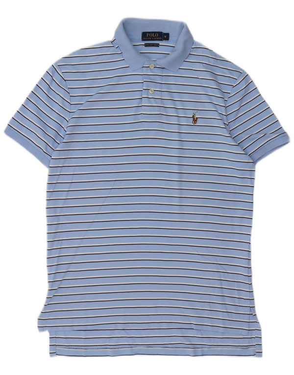 Polo Ralph Lauren da uomo in cotone a righe blu medio