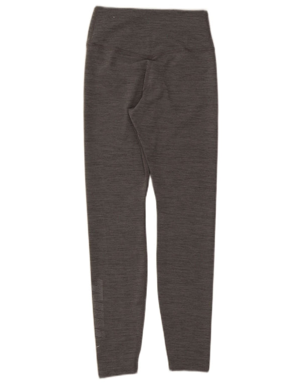 Nike Damen Dri Fit Graphic Leggings UK 4 XS Grau meliertes Polyester