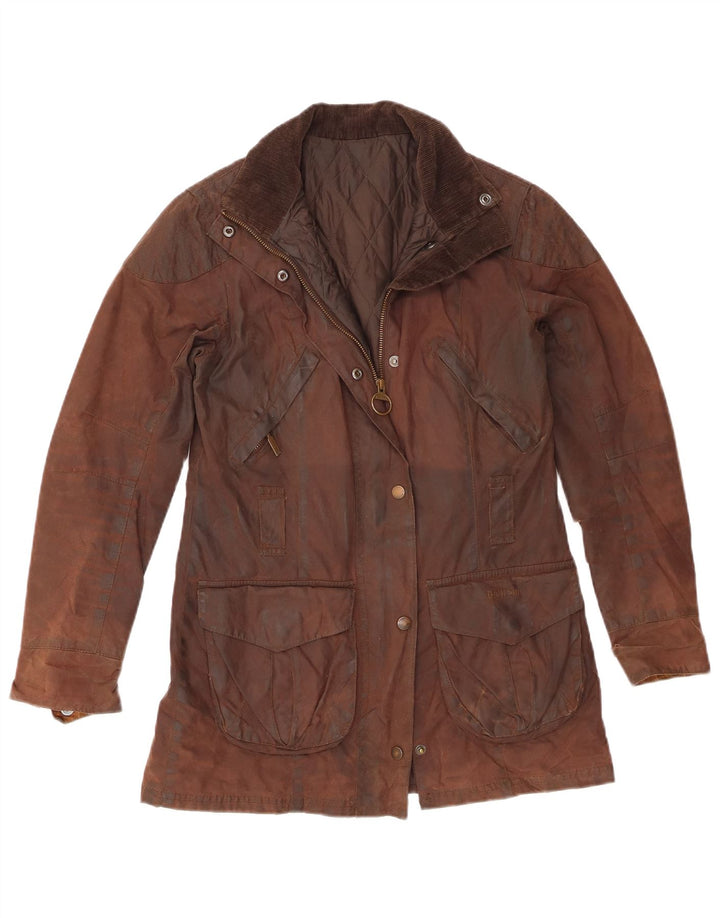 Barbour Womens Waxed Cotton Jacket UK 8 Small Brown