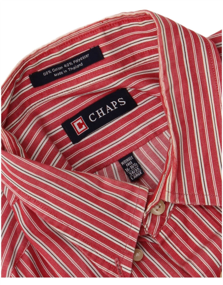 Camicia da uomo Chaps taglia 16 1/2 grande cotone a righe rosse